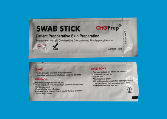 Spitzte medizinischer CHG Swabstick ETO Sterilisations-Schaum Chlorascrub Putzlappen